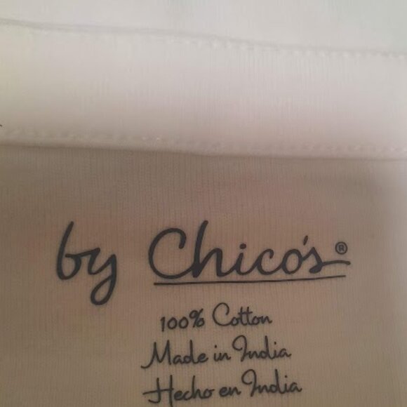 Chico's by Chico's 100% Cotton Boat Neck 3/4 Sleeve Tee NWT Sz 1 S/M Alabaster - Picture 5 of 5